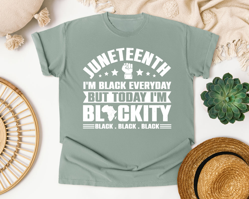 Juneteenth Blackity Black graphic tee in Bay Comfort Colors 1717