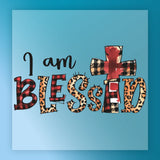 I Am Blessed Plaid Leopard Cross DTF Transfer - InkMerge Heat Press Design