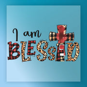 I Am Blessed Plaid Leopard Cross DTF Transfer - InkMerge Heat Press Design