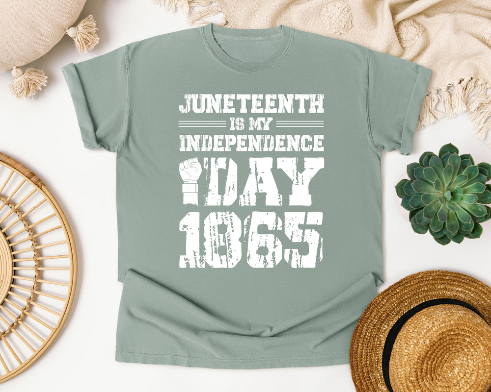 Juneteenth Independence Day White graphic tee in Bay Comfort Colors 1717
