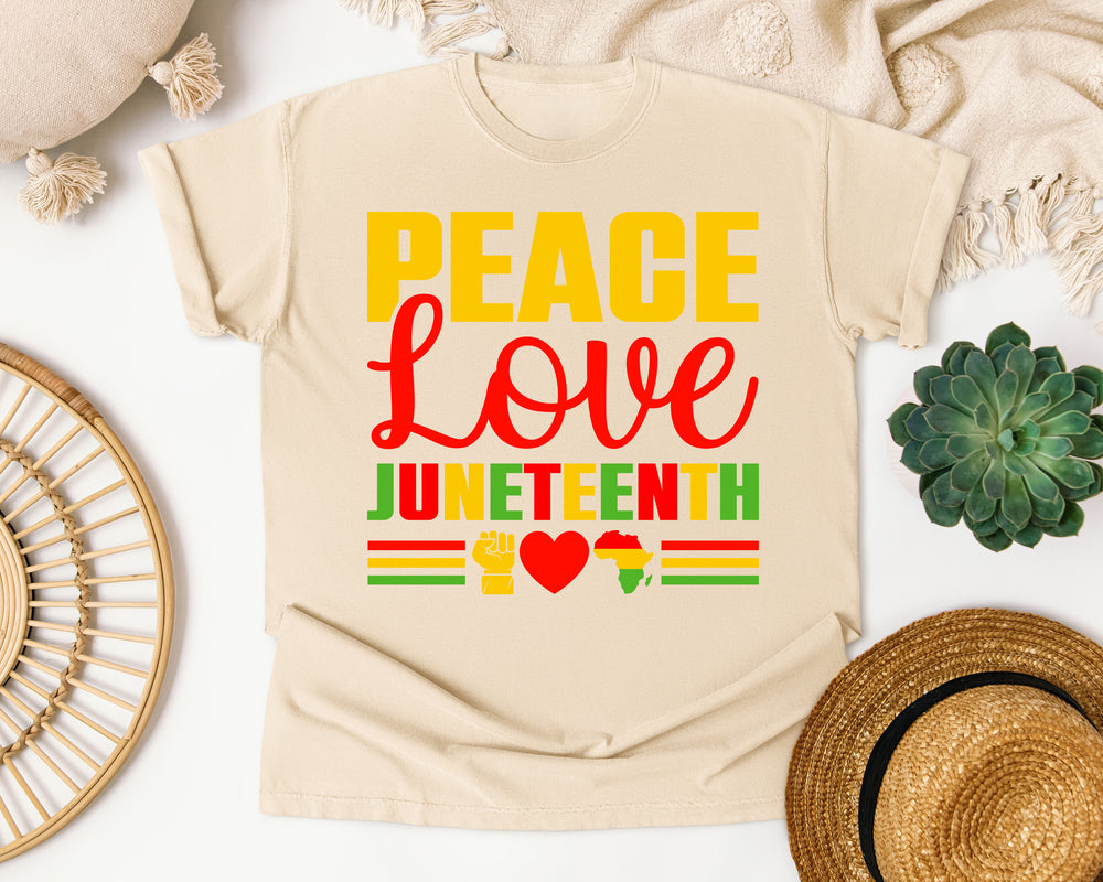 Peace Love Juneteenth Colorful graphic tee in Ivory Comfort Colors 1717