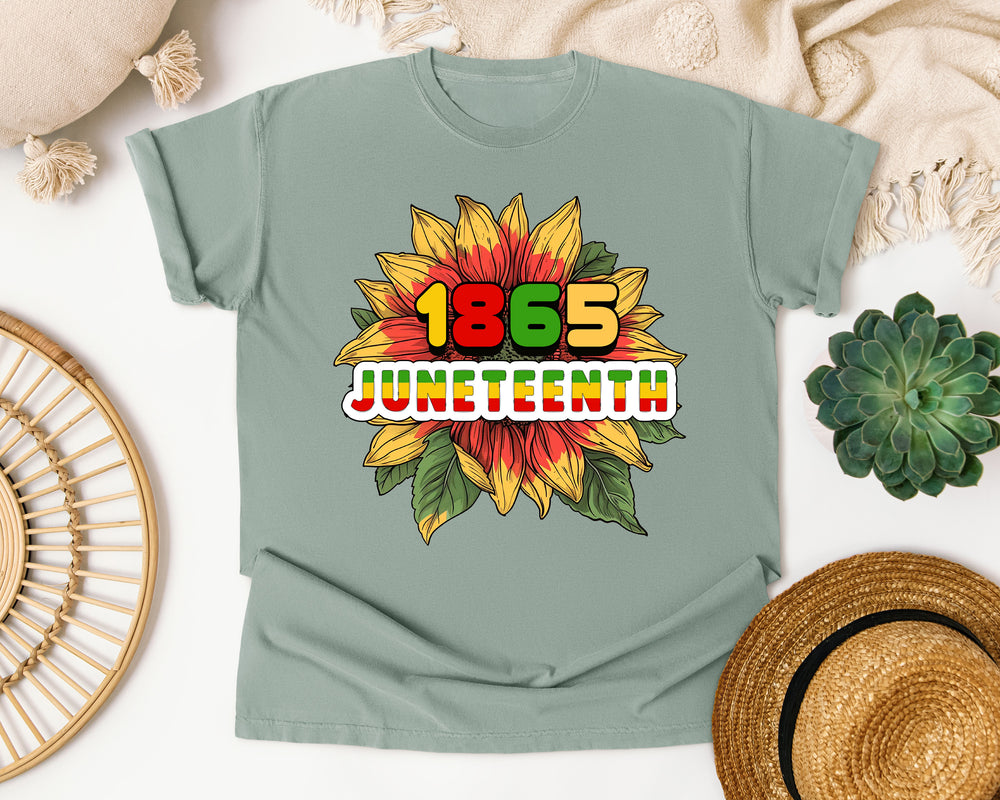 Juneteenth 1865 Sunflower graphic tee in Bay Comfort Colors 1717