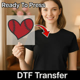 Heart Baseball Stitching Design DTF Transfer - InkMerge Heat Press Design
