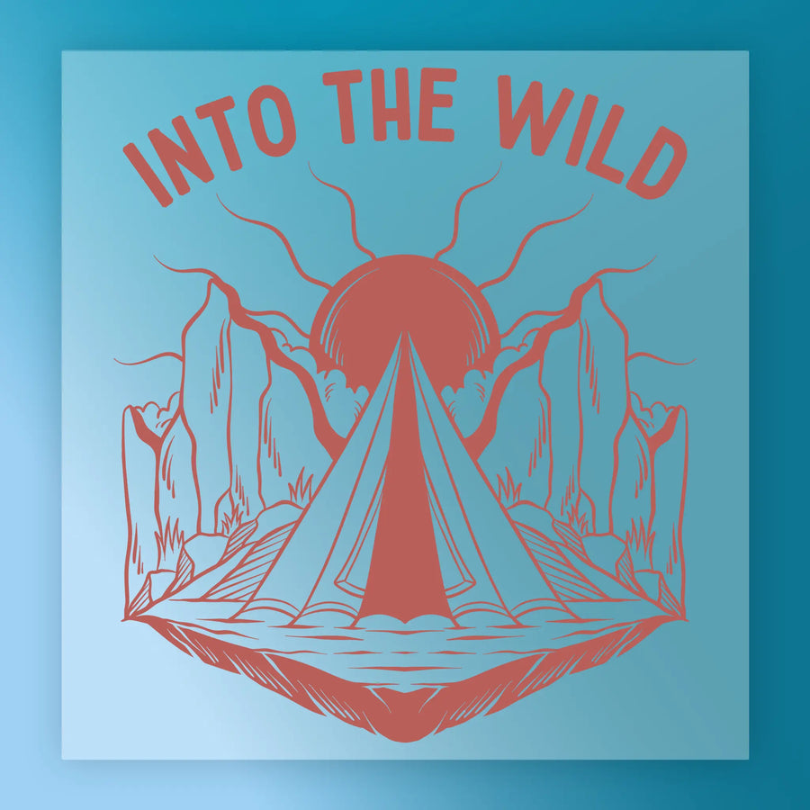 Blue background featuring a red line illustration of a crab silhouette with “Crab Silhouette Design” at the top. From InkMerge—perfect for your next heat press or Direct-to-Film transfer project.