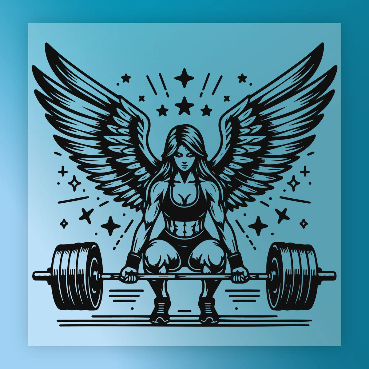 Empowering Muscle Woman Angel Wings