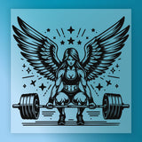 Empowering Muscle Woman Angel Wings DTF Transfer - InkMerge Heat Press Design