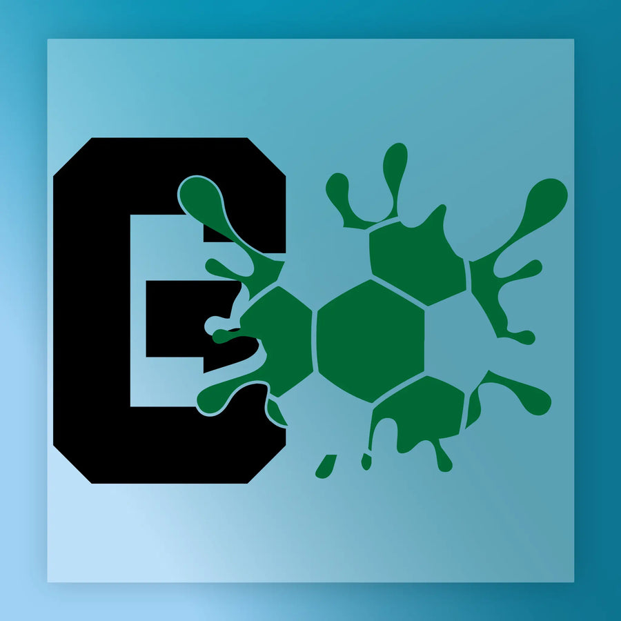 Energetic Soccer Splash Letter E Design DTF Transfer - InkMerge Heat Press Design