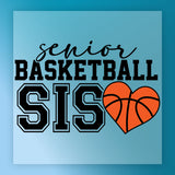 a basketball-themed graphic with the text "senior basketball SIS" and an orange basketball heart symbol.