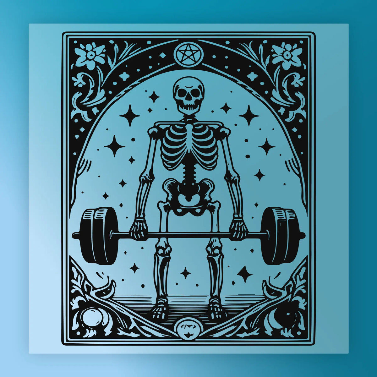 Skeleton Lifting Gothic Floral Design