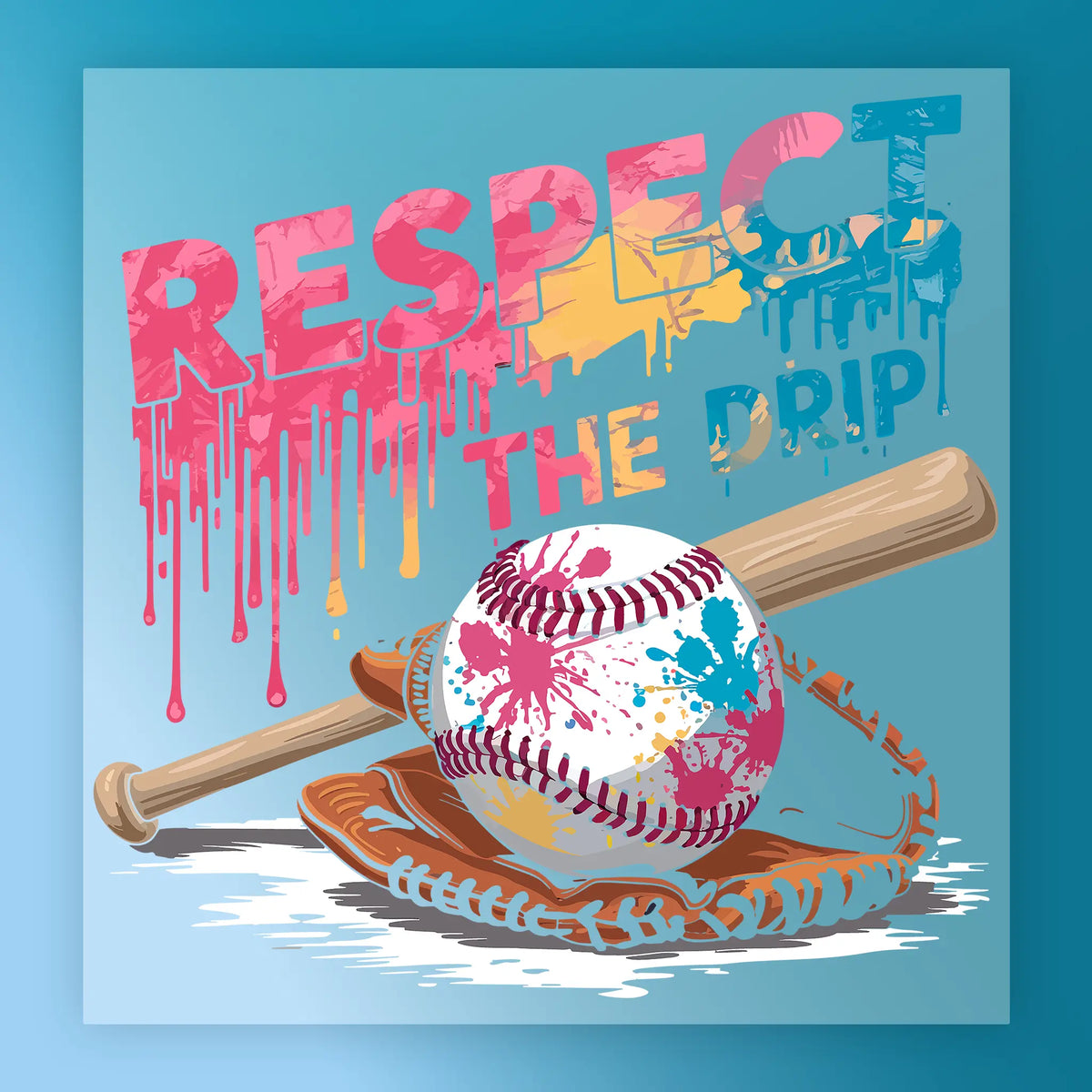 Colorful Baseball Paint Splatter Art