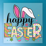 Happy Easter Bunny Ears & Eggs Design DTF Transfer - InkMerge Heat Press Design