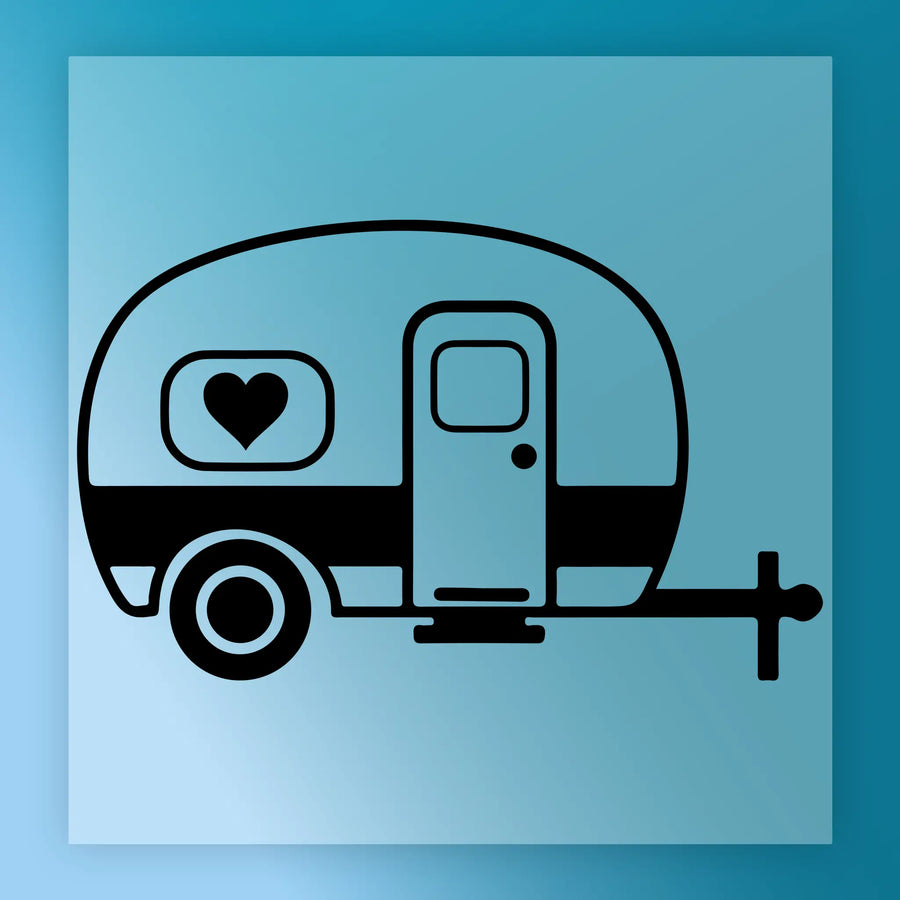 Minimalist Camper Trailer with Heart DTF Transfer - InkMerge Heat Press Design
