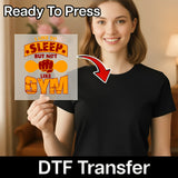 A woman holding a sign with a humorous text that says "I like to sleep but not like gym".