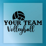 a volleyball graphic and the text "YOUR TEAM Volleyball" in a stylized font.