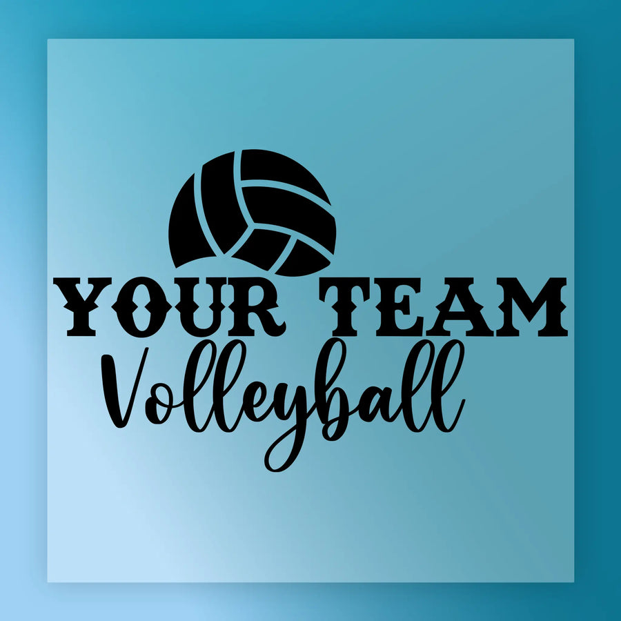 a volleyball graphic and the text "YOUR TEAM Volleyball" in a stylized font.