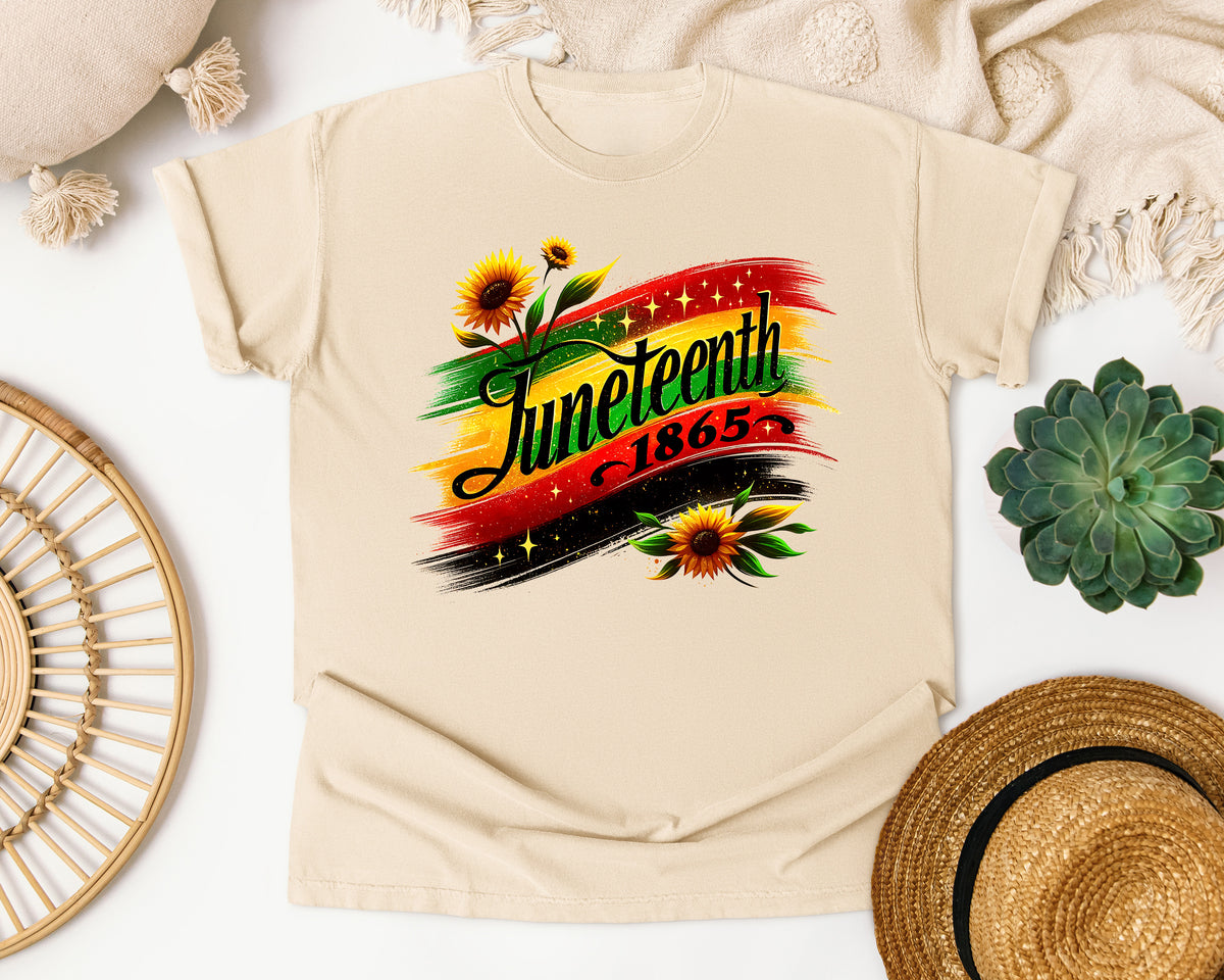 Juneteenth 1865 Sunflower Script Comfort Colors Shirt