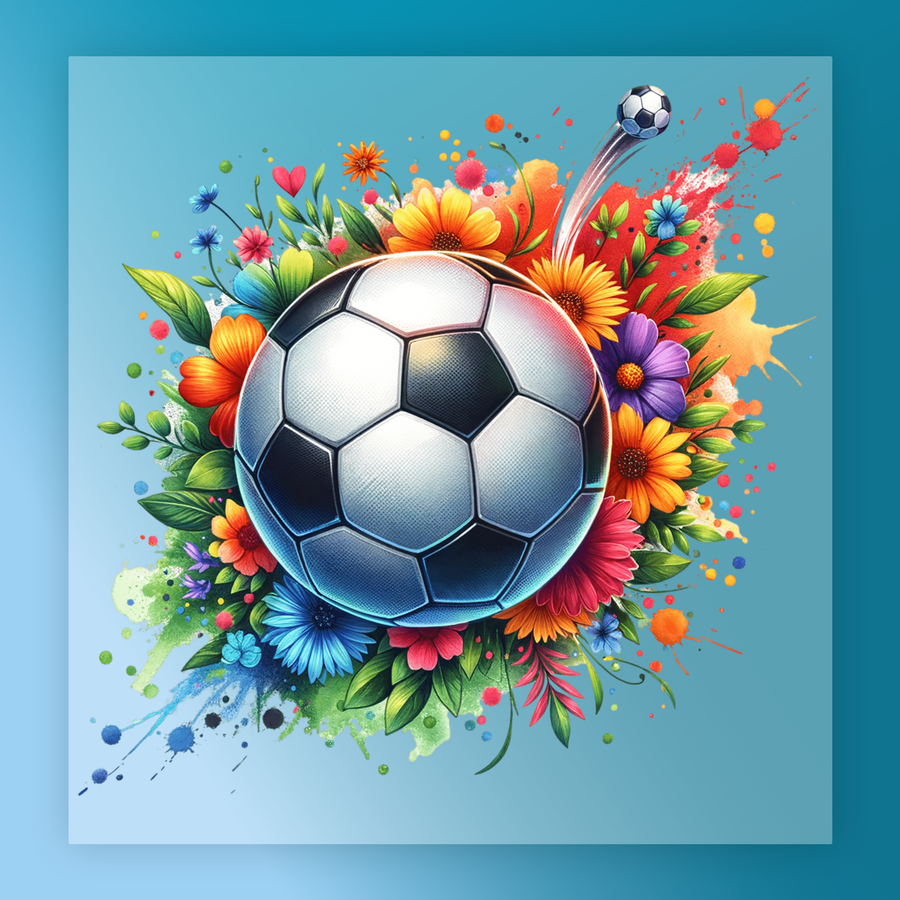 Floral Soccer Art Design DTF Transfer - InkMerge Heat Press Design