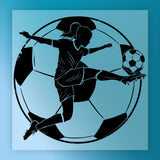 Empowering Female Soccer Player Silhouette DTF Transfer - InkMerge Heat Press Design