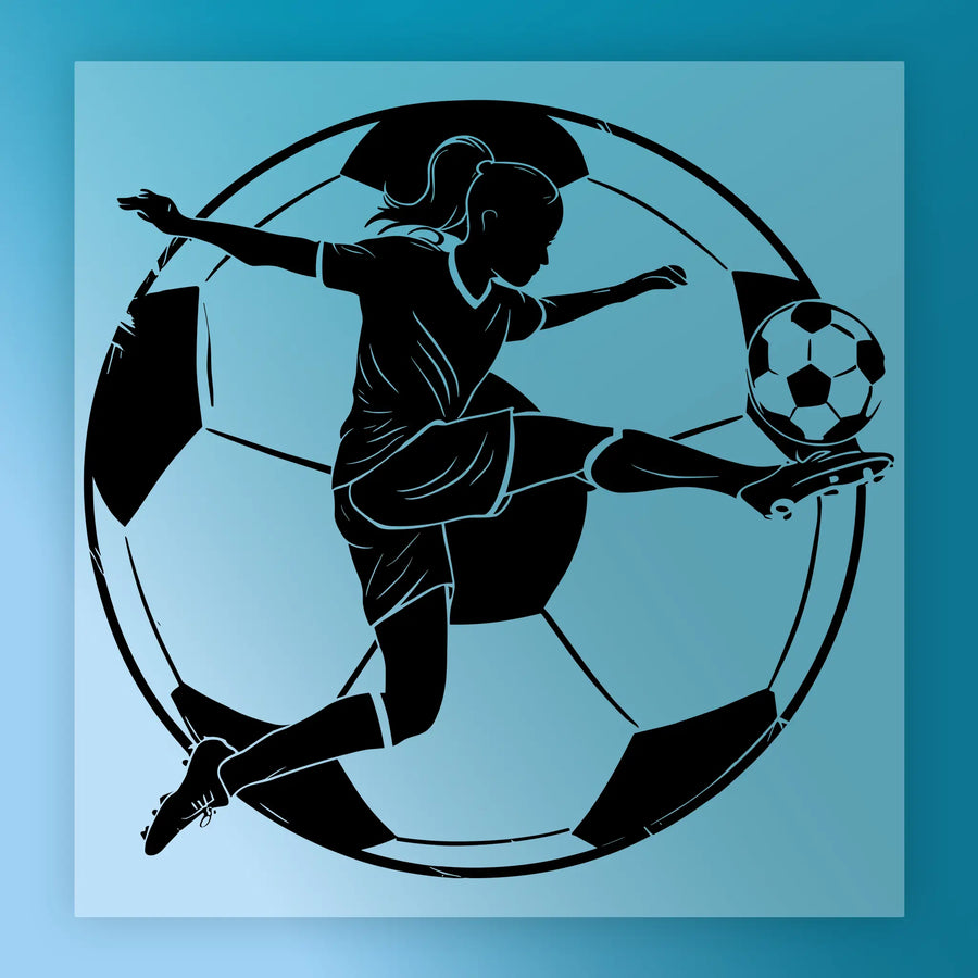 Empowering Female Soccer Player Silhouette DTF Transfer - InkMerge Heat Press Design