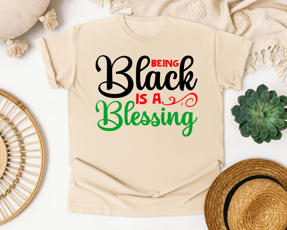 Being Black Is A Blessing graphic tee in Ivory Comfort Colors 1717