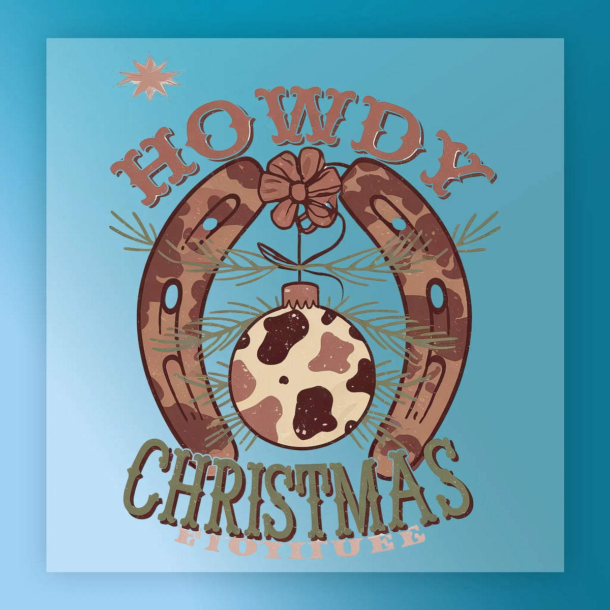 Howdy Christmas Rustic Western Design DTF Transfer - InkMerge Heat Press Design