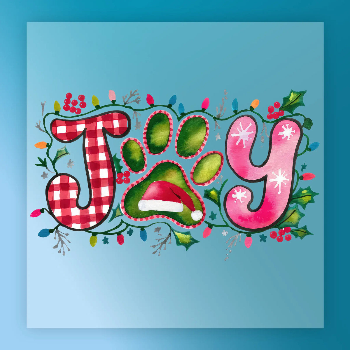 Joy Paw Print Santa Hat Design