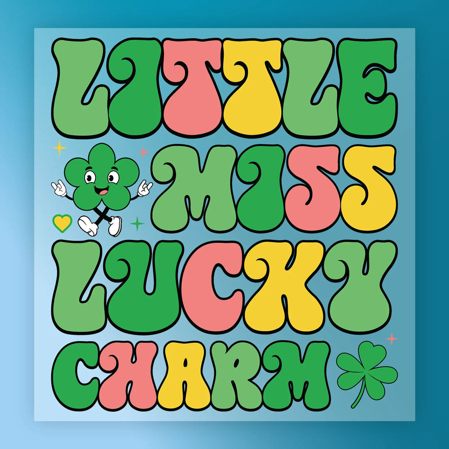 Little Miss Lucky Charm Clover DTF Transfer - InkMerge Heat Press Design
