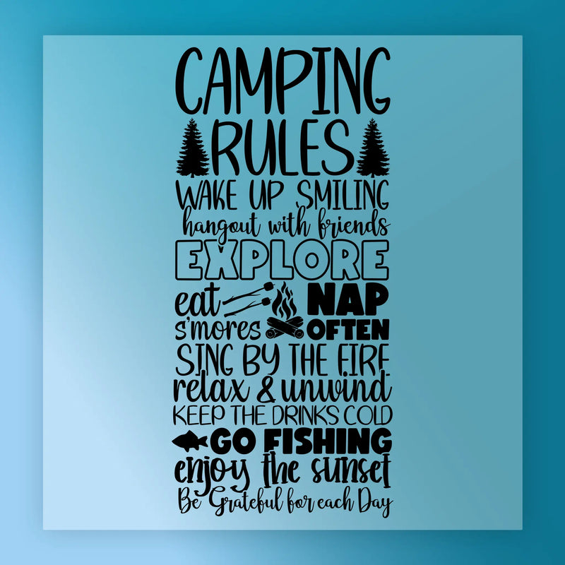 Camping Rules Inspirational Design - Ready to Press - InkMerge DTF Transfer