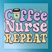 Coffee Nurse Repeat Design DTF Transfer - InkMerge Heat Press Design