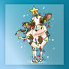 Funny Christmas Cow In Lights - Heat Press Ready - InkMerge DTF Transfer