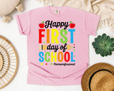 First Day of School Graphic Tee on Comfort Colors 1717 Blossom garment-dyed t-shirt