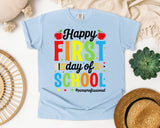 First Day of School Graphic Tee on Comfort Colors 1717 Chambray garment-dyed t-shirt