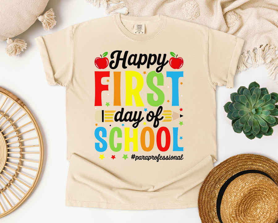 First Day of School Graphic Tee on Comfort Colors 1717 Ivory garment-dyed t-shirt