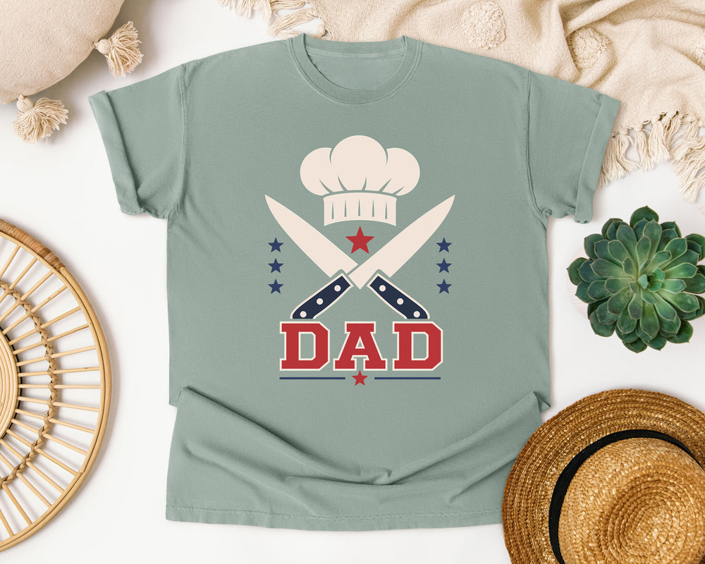 Chef Dad Crossed Knives graphic tee in Bay Comfort Colors 1717