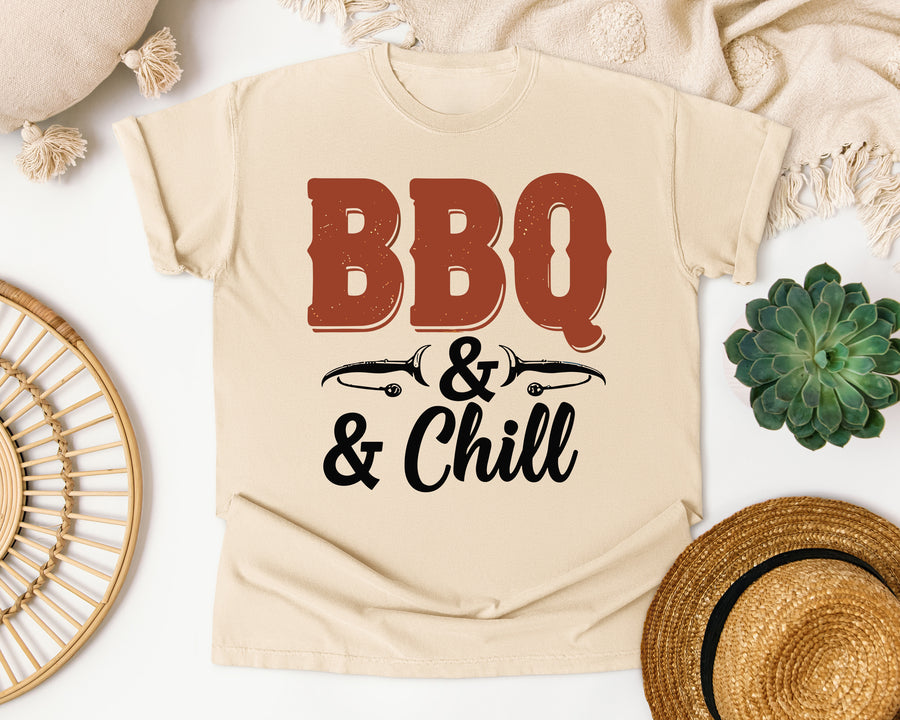 BBQ And Chill graphic tee in Ivory Comfort Colors 1717