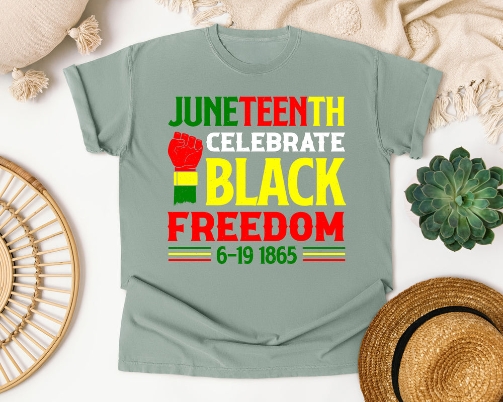Juneteenth Black Freedom Tricolor graphic tee in Bay Comfort Colors 1717