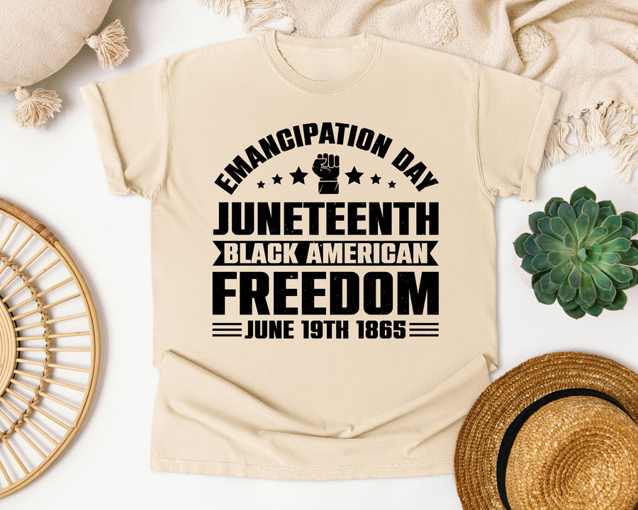 Emancipation Day Juneteenth Classic Black graphic tee in Ivory Comfort Colors 1717