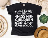 Homeschool Mess Graphic Tee on Comfort Colors 1717 Black garment-dyed t-shirt