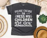 Homeschool Mess Graphic Tee on Comfort Colors 1717 Pepper garment-dyed t-shirt