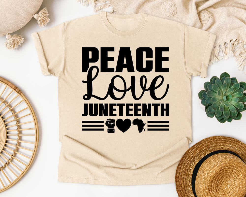 Peace Love Juneteenth graphic tee in Ivory Comfort Colors 1717