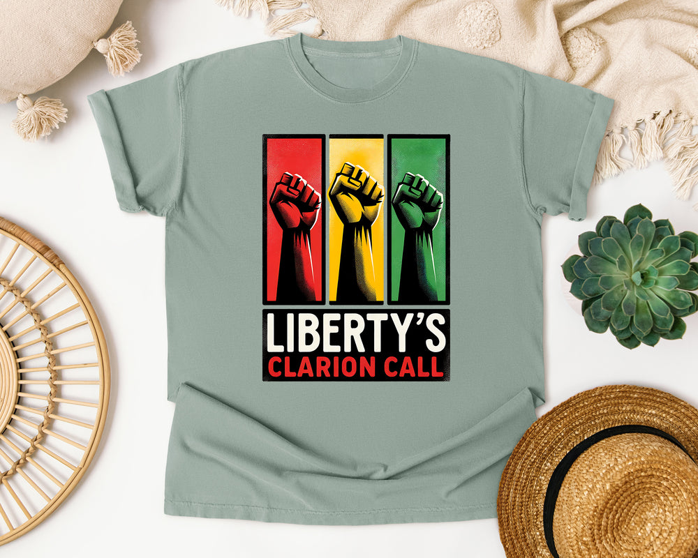 Liberty's Clarion Call graphic tee in Bay Comfort Colors 1717