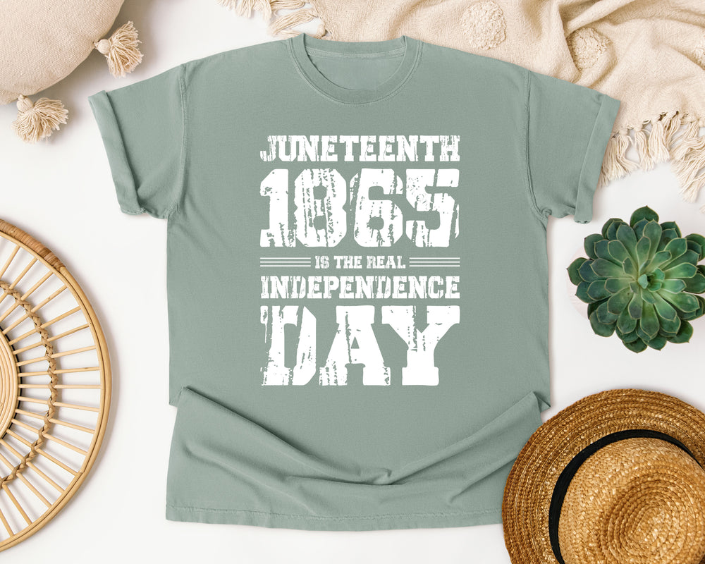Juneteenth 1865 Real Independence White graphic tee in Bay Comfort Colors 1717