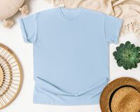 Premium Garment-Dyed Tee — Chambray (flatlay)