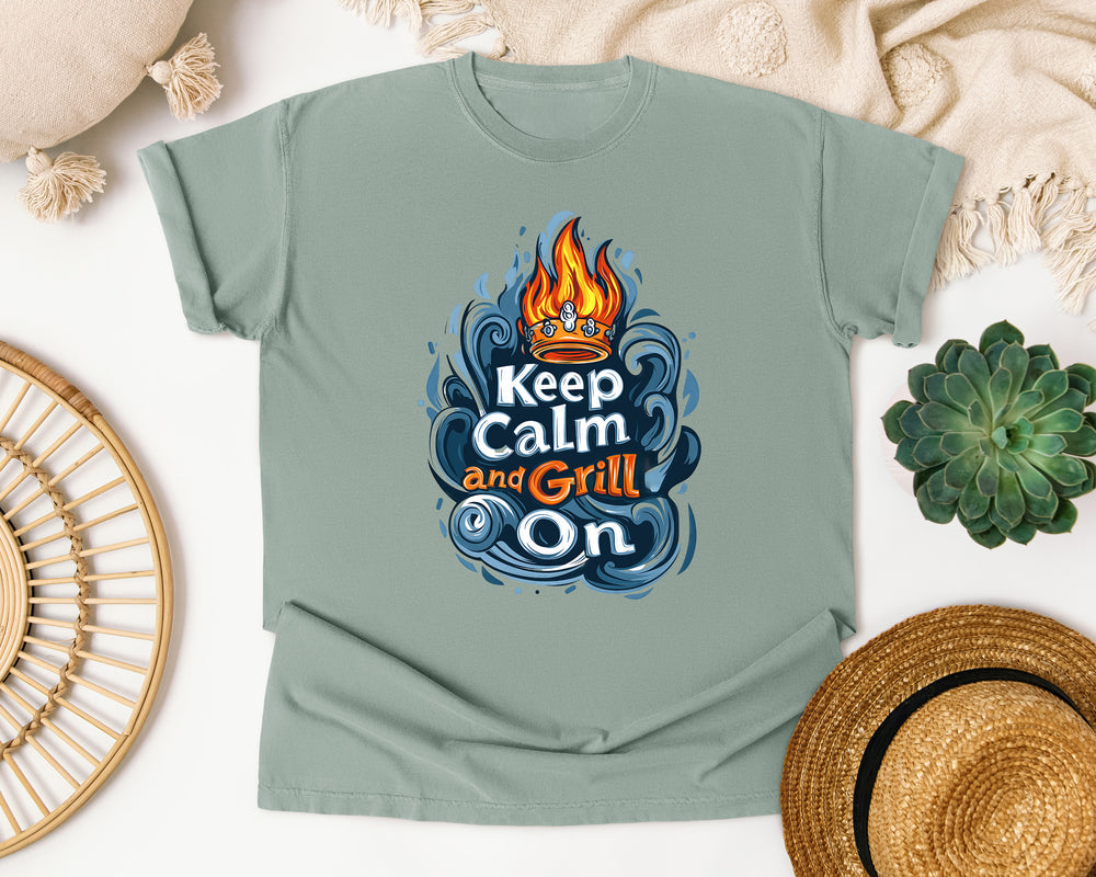 Keep Calm And Grill On graphic tee in Bay Comfort Colors 1717