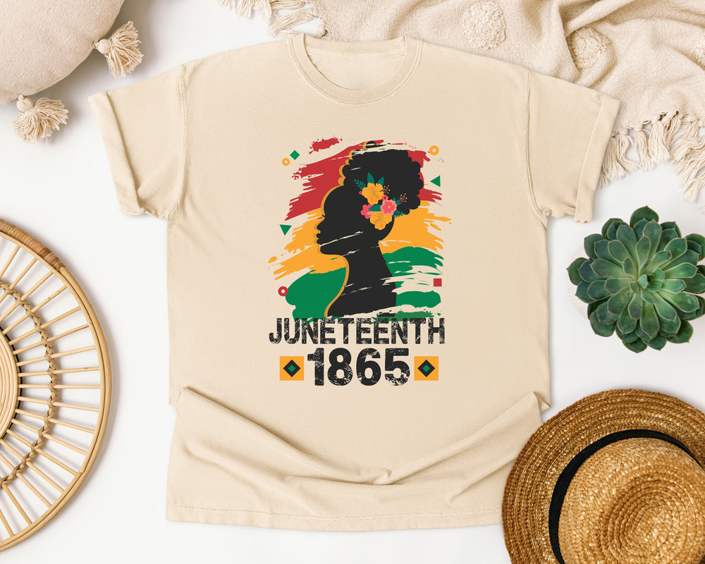 Juneteenth 1865 Floral Silhouette graphic tee in Ivory Comfort Colors 1717