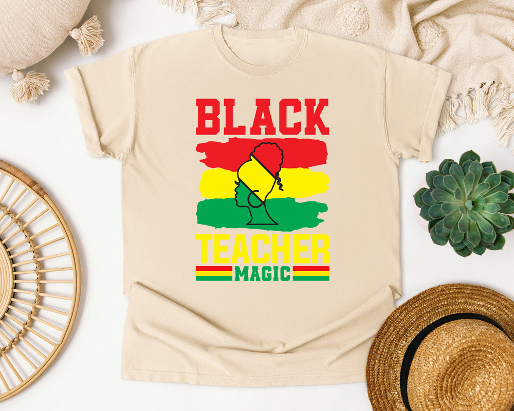 Black Teacher Magic graphic tee in Ivory Comfort Colors 1717