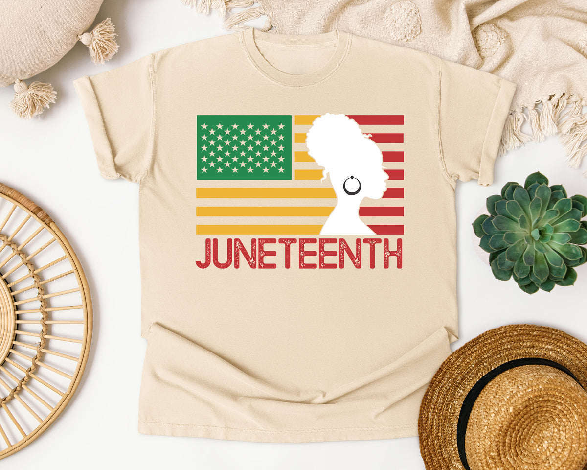 Juneteenth American Flag Silhouette Comfort Colors Shirt