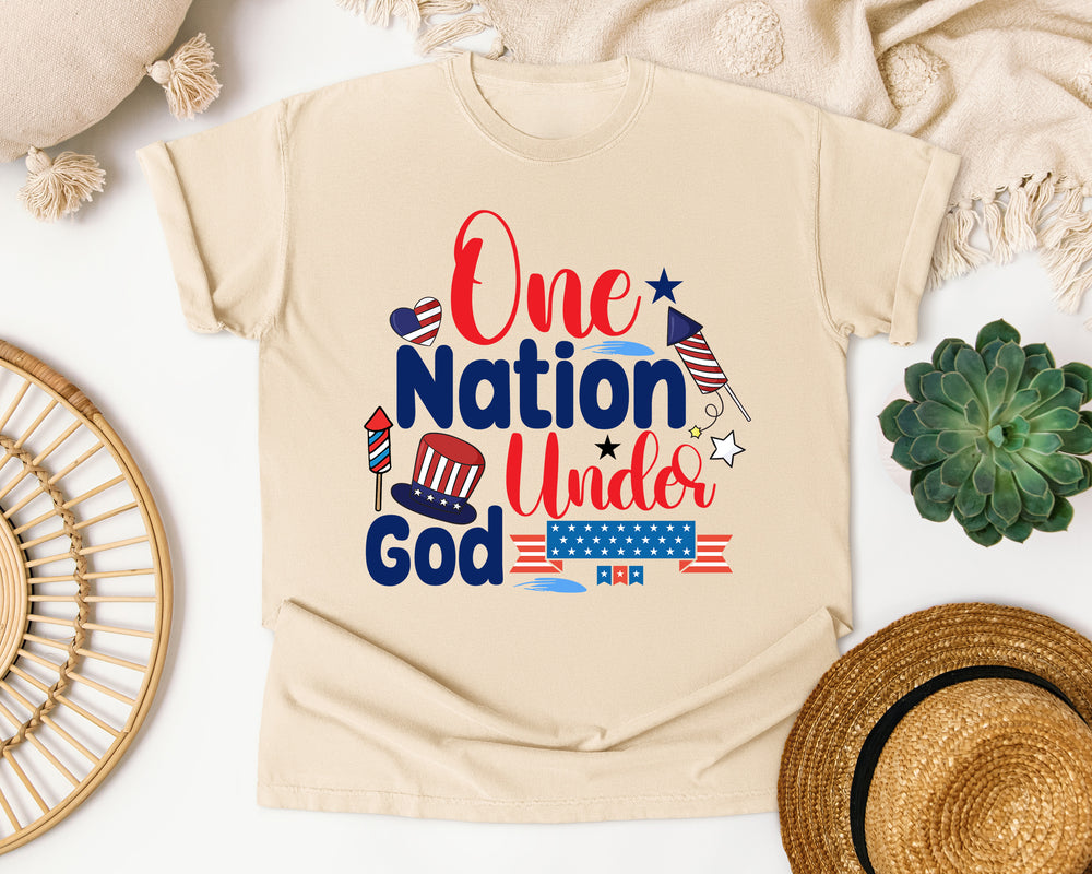 One Nation Under God graphic tee in Ivory Comfort Colors 1717