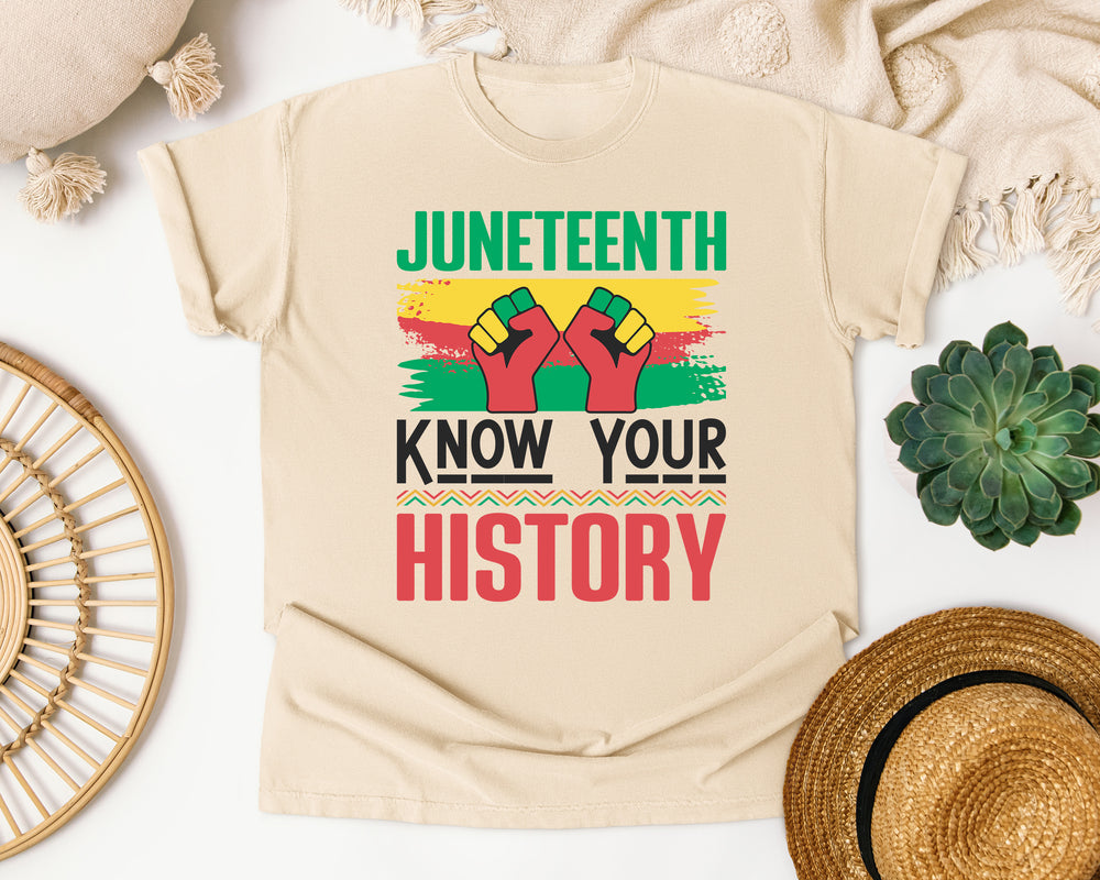 Juneteenth Know Your History graphic tee in Ivory Comfort Colors 1717