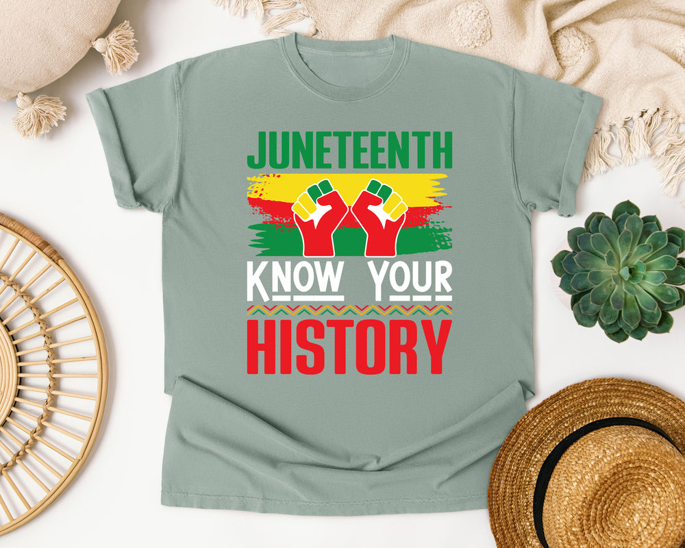 Juneteenth Know Your History graphic tee in Bay Comfort Colors 1717